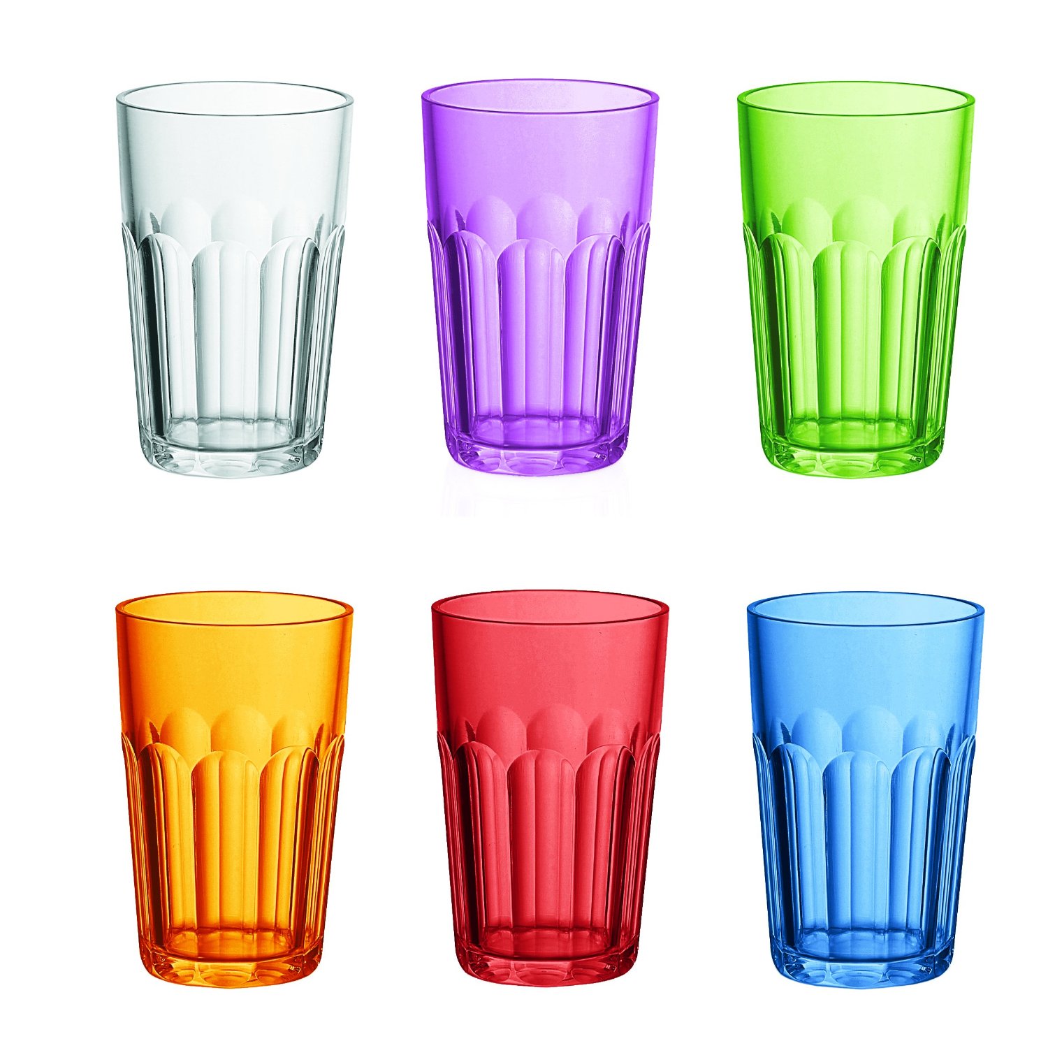 Lot de 6 verres haut meule couleurs assorties - guzzini 