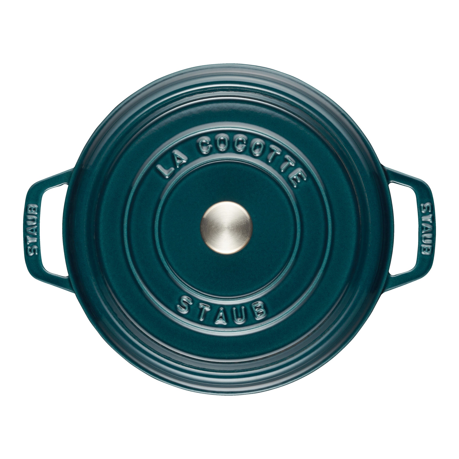Cocotte en fonte ronde avec couvercle à picots 26 cm bleu la mer - staub