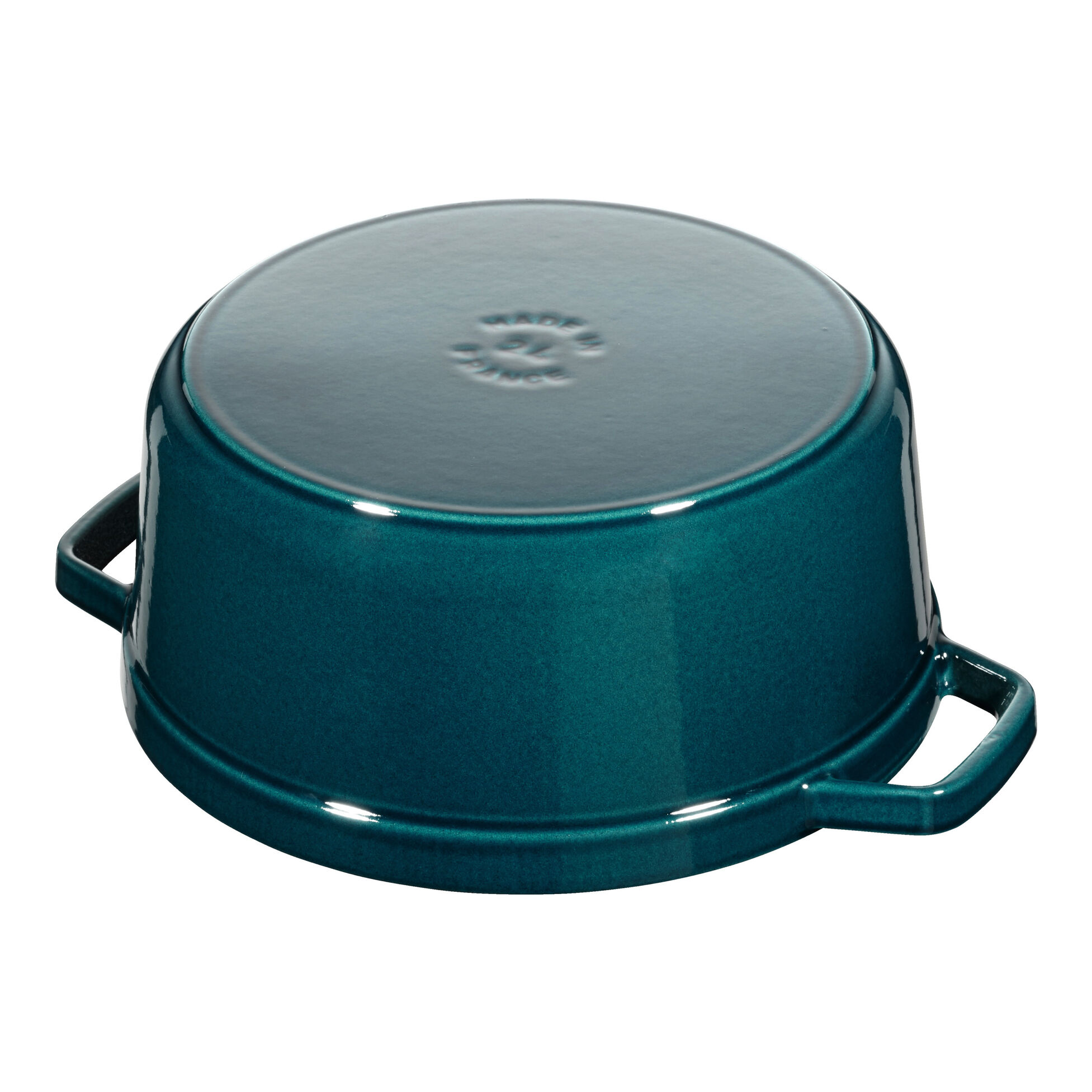 Cocotte en fonte ronde avec couvercle à picots 26 cm bleu la mer - staub