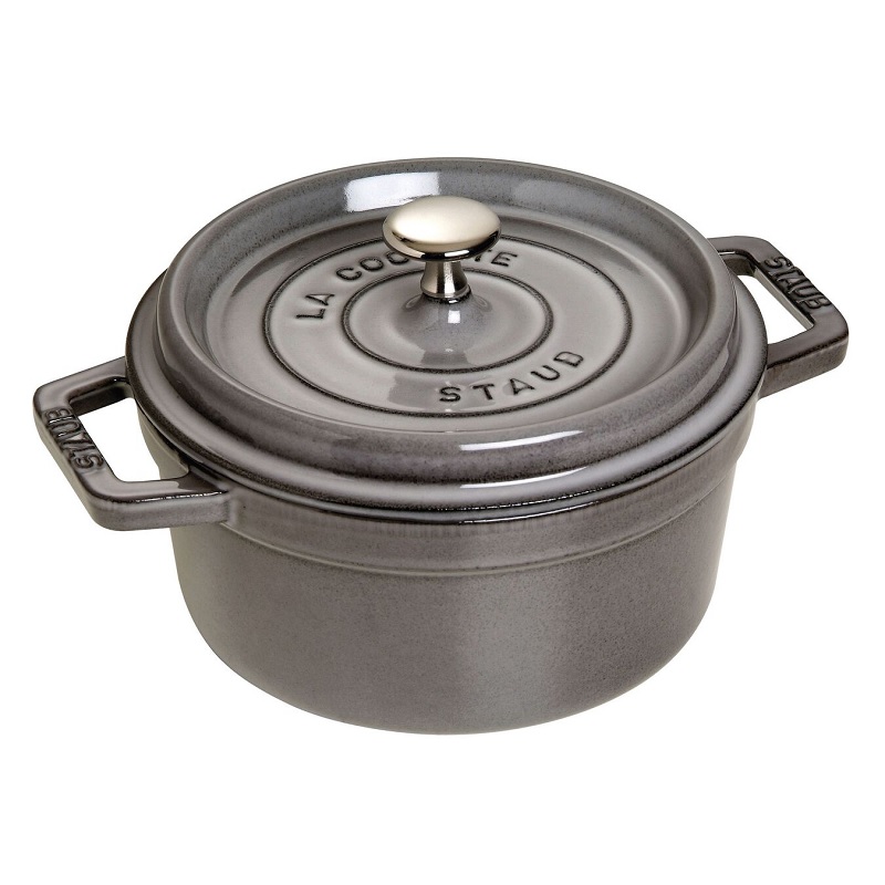 Cocotte en fonte avec picots ronde 22 cm gris graphite - staub