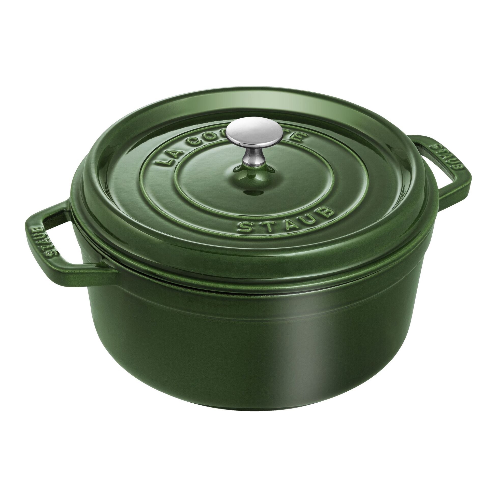 Cocotte en fonte ronde avec couvercle à picots 24 cm vert basilic - staub
