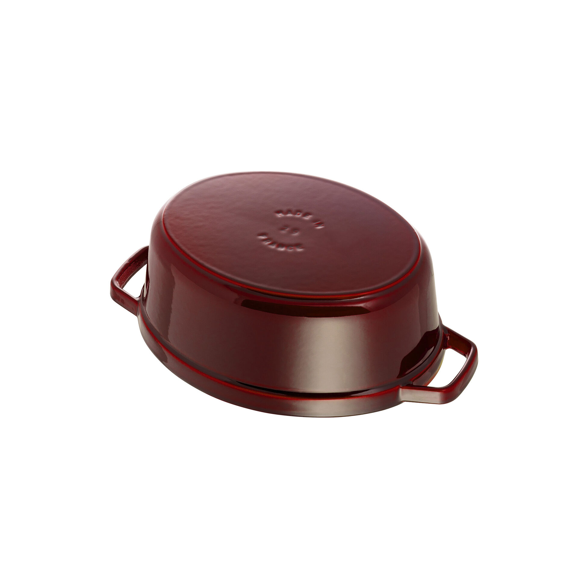 Cocotte en fonte ovale avec couvercle à picots 29 cm grenadine - staub