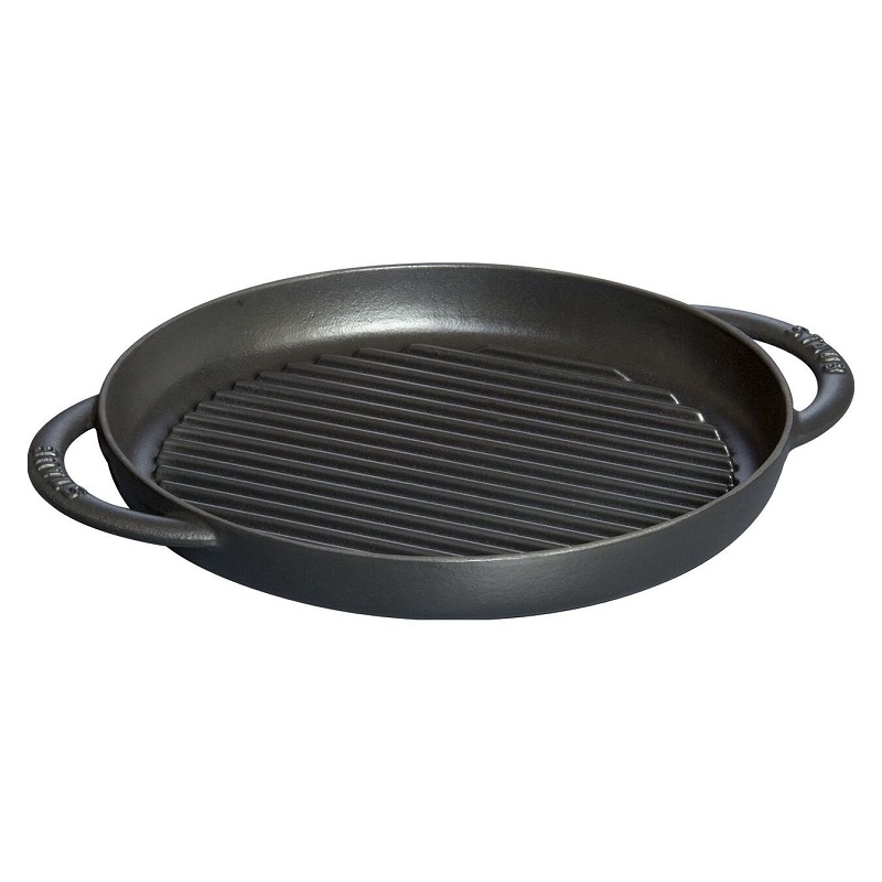 Grill rond en fonte emaillee noir 26 cm - staub