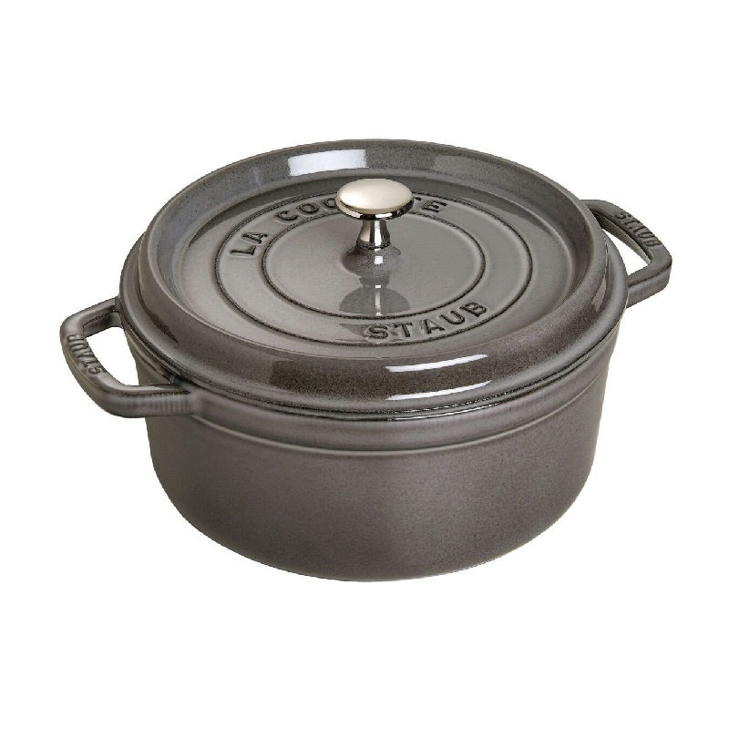 Cocotte en fonte avec picots ronde 18 cm gris graphite - staub