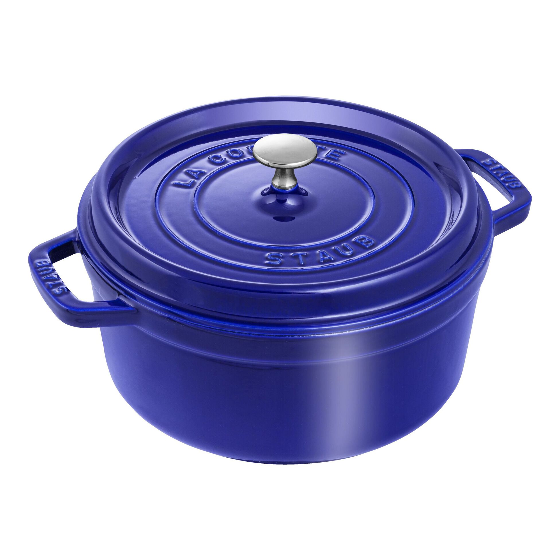 Cocotte en fonte ronde avec couvercle à picots 24 cm bleu intense - staub