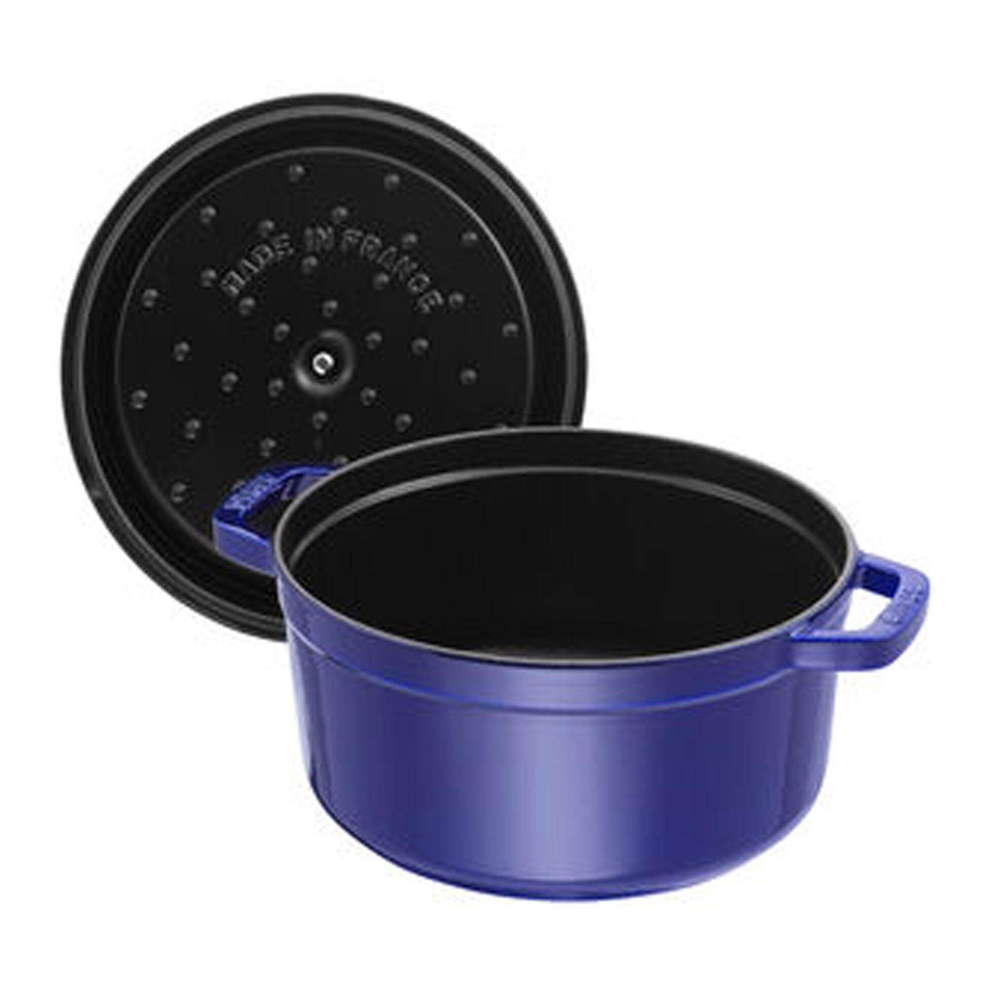 Cocotte en fonte ronde avec couvercle à picots 24 cm bleu intense - staub