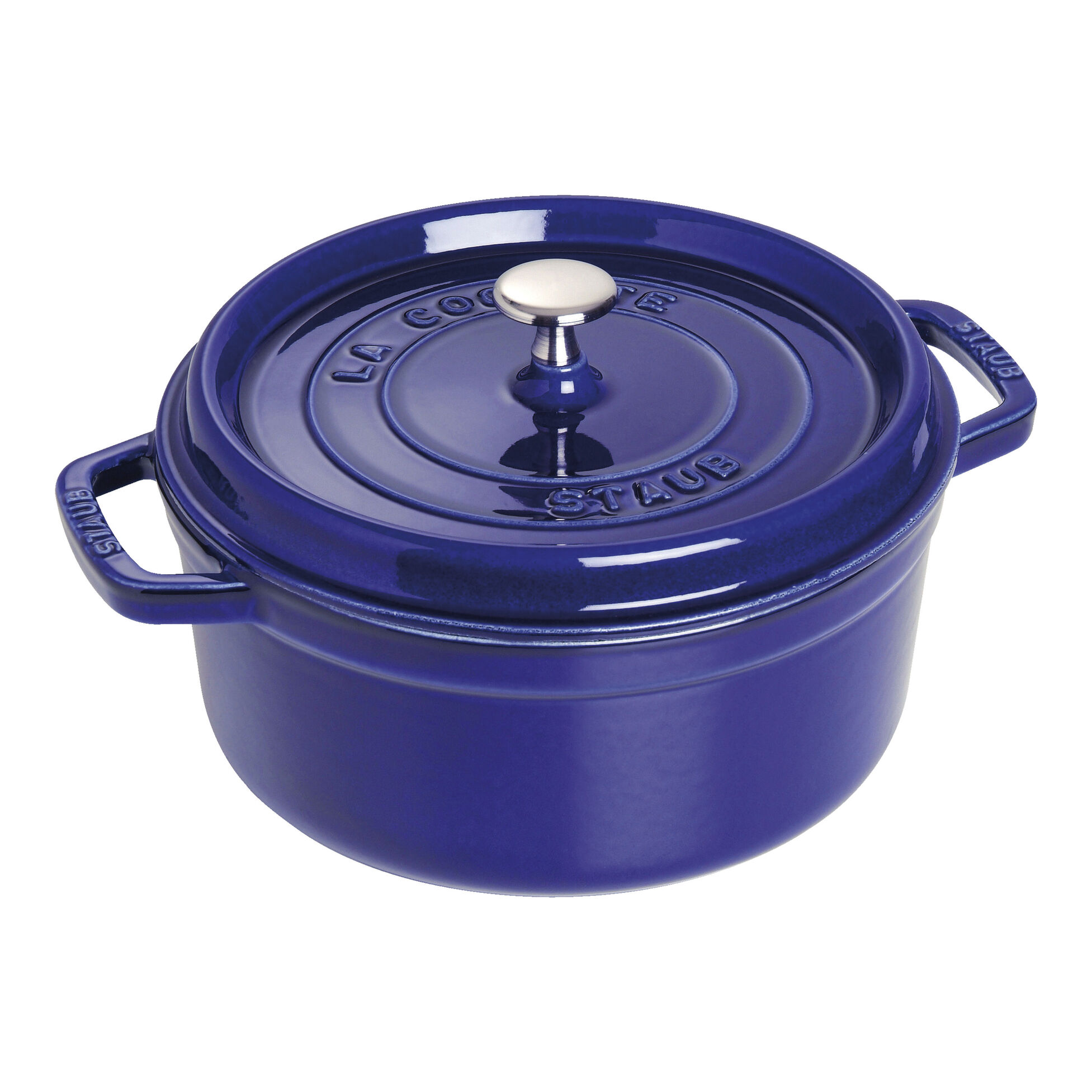 Cocotte en fonte ronde avec couvercle à picots 26 cm bleue intense - staub