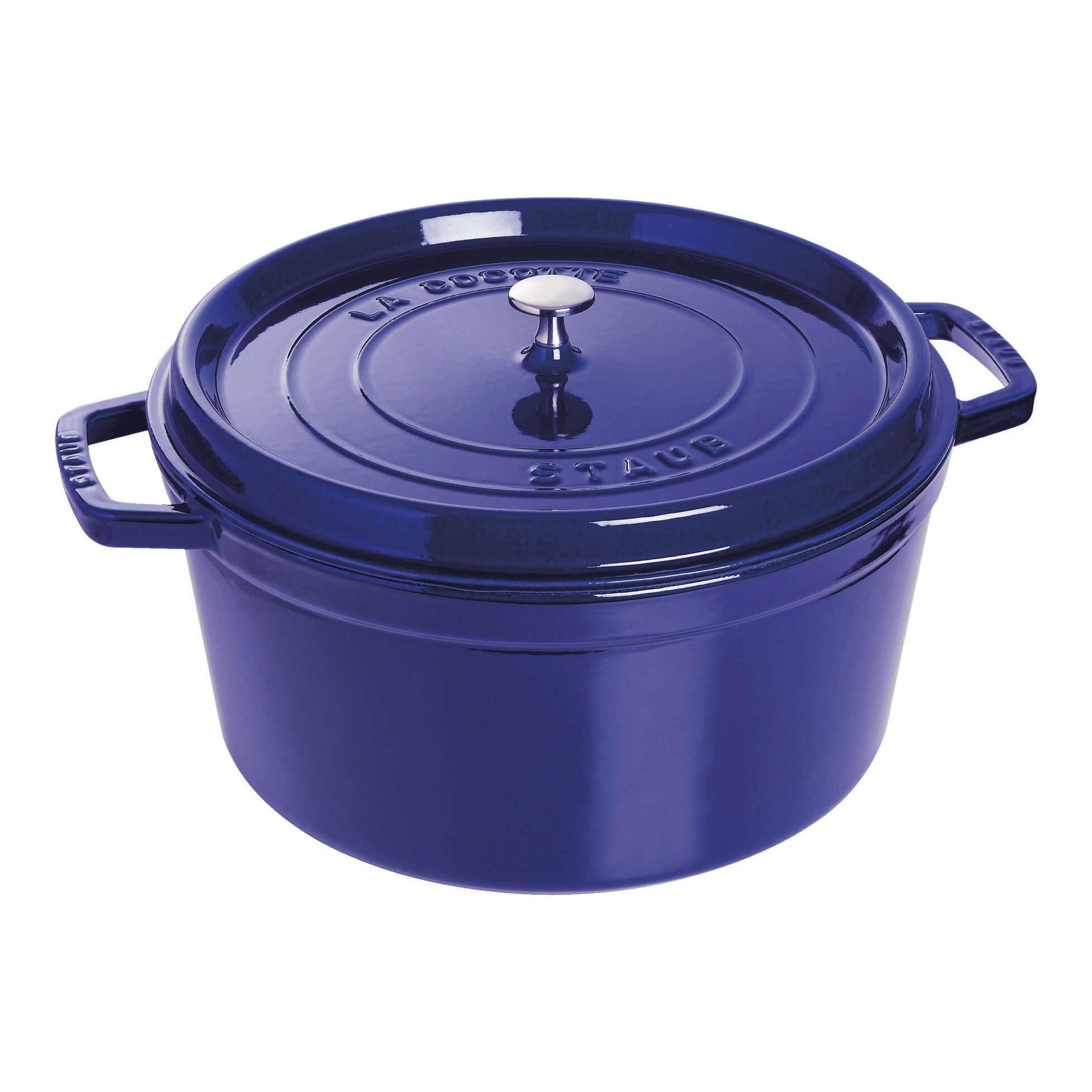 Cocotte en fonte avec couverclses à picots, ronde bleue intense, ø30 cm - staub