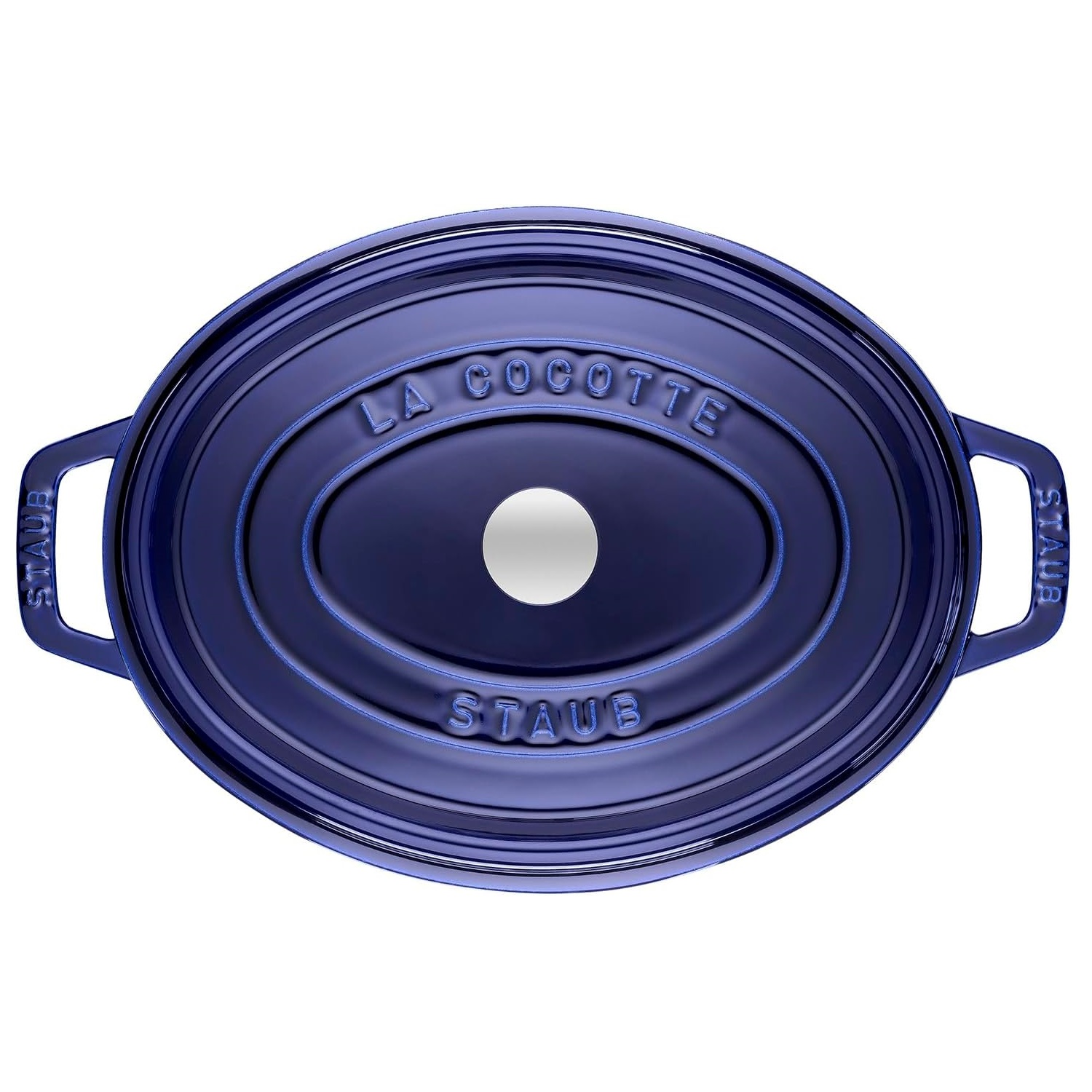 Cocotte ovale en fonte avec picots 31 cm bleu intense - staub
