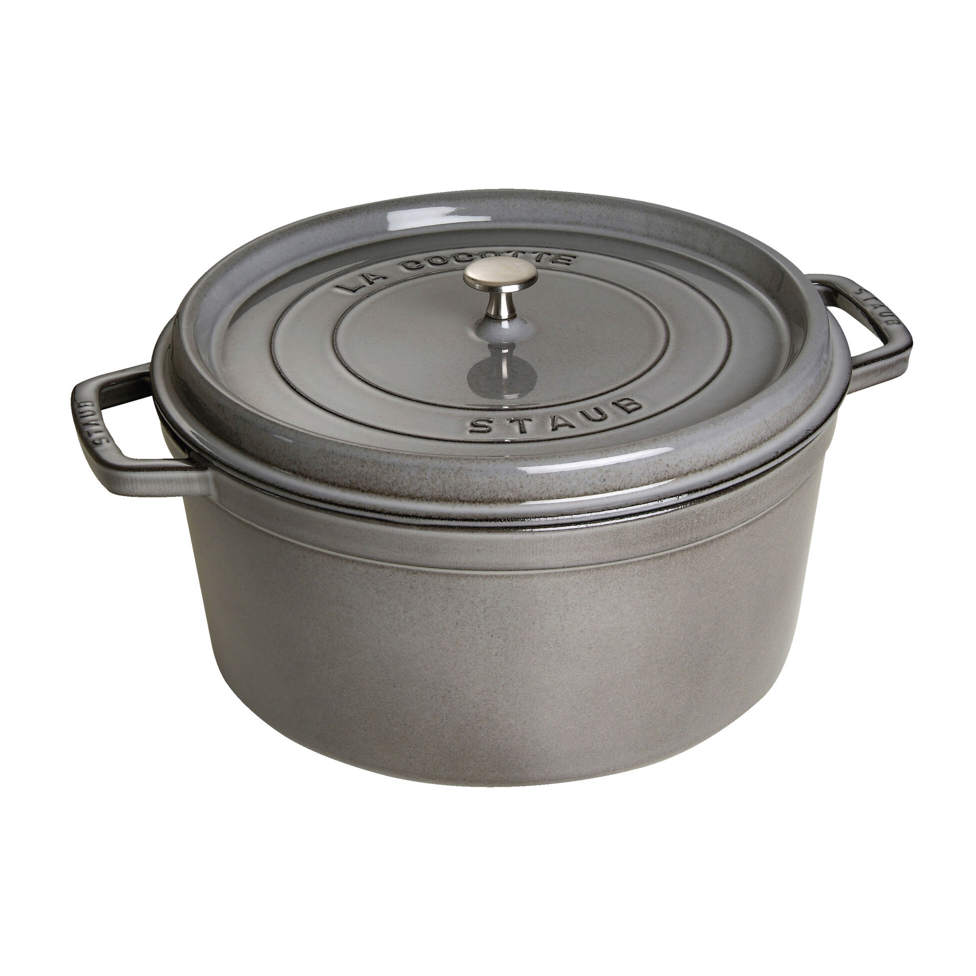 Cocotte en fonte ronde avec couvercle à picots ø34 cm gris graphite - staub