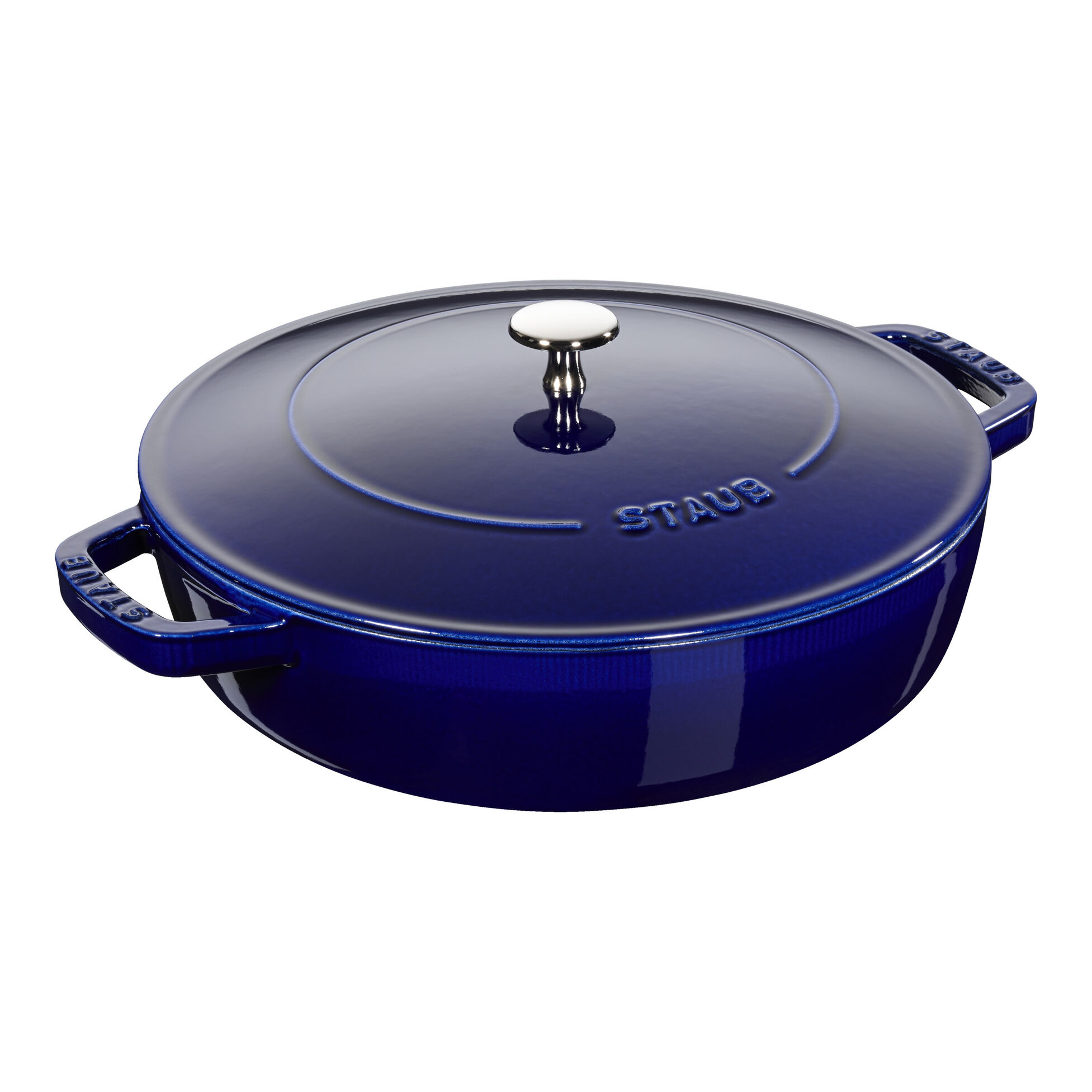 Sauteuse chistera en fonte avec couvercle à picots ø 28 cm bleu intense - staub
