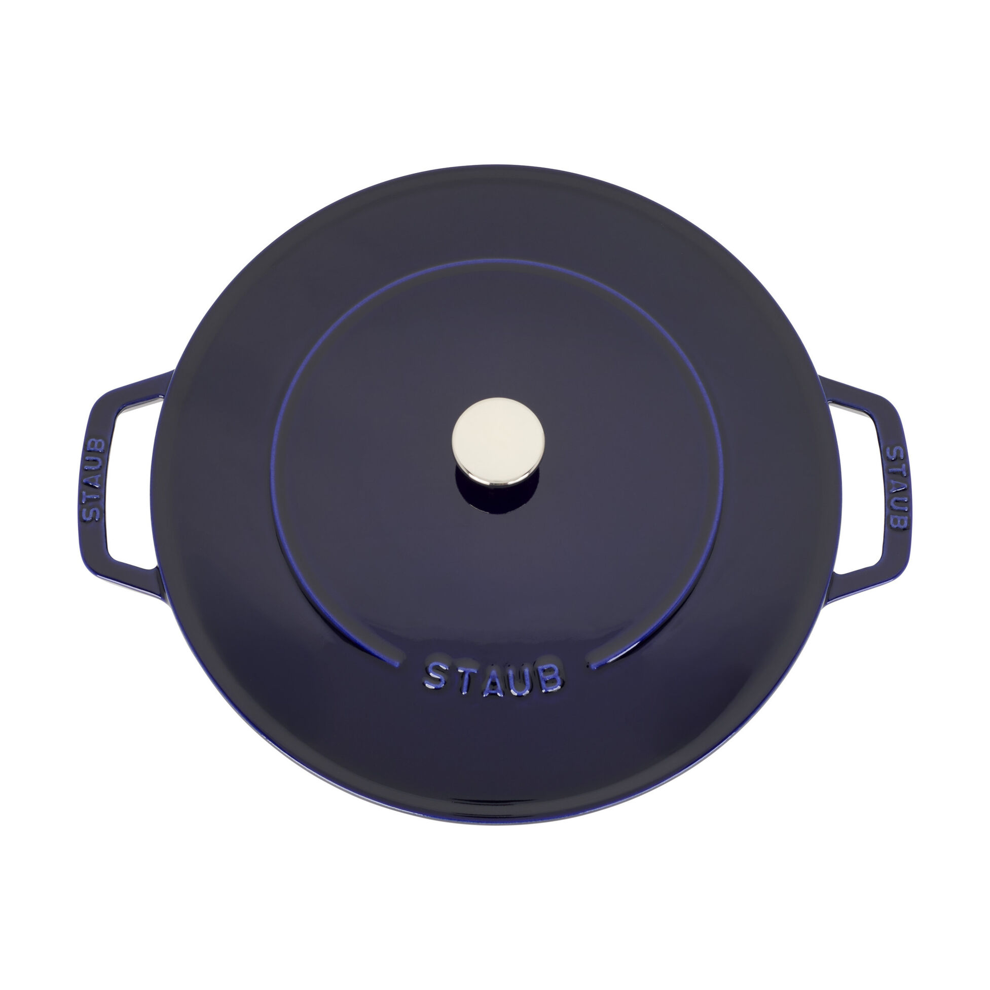 Sauteuse chistera en fonte avec couvercle à picots ø 24 cm bleu intense - staub