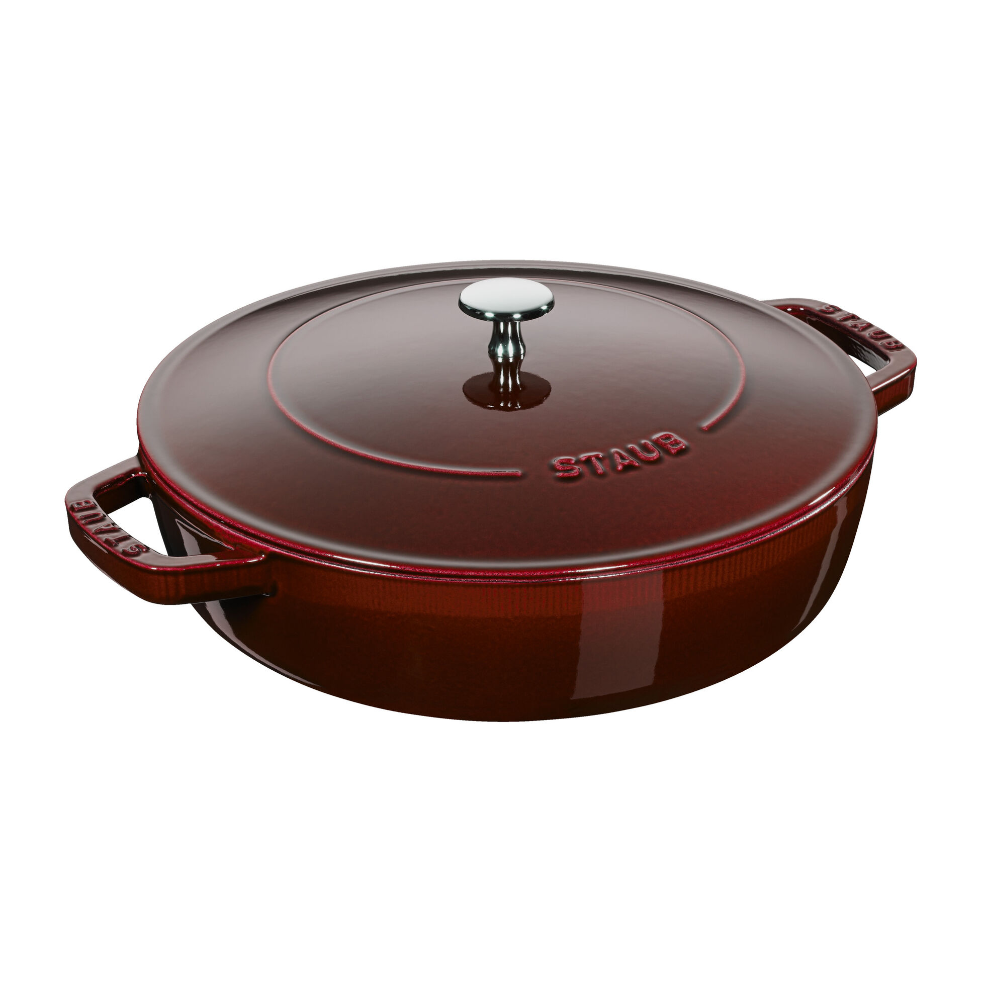 Sauteuse chistera en fonte avec couvercle à picots ø 24 cm grenadine - staub