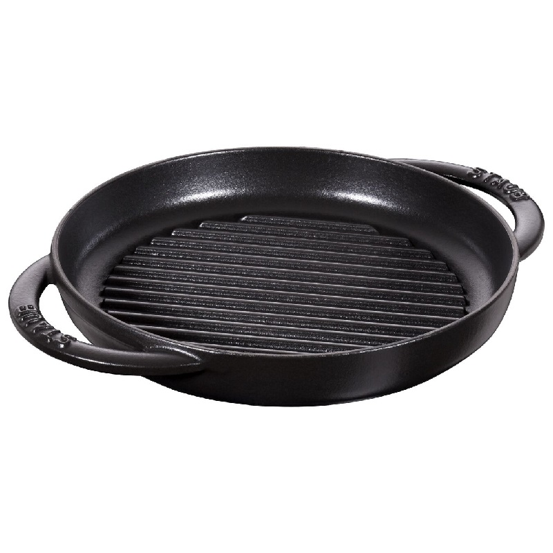 Grill rond en fonte emaillee noir 23 cm - staub