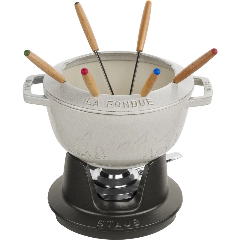 Service a fondue en fonte 20 cm truffe blanche - staub