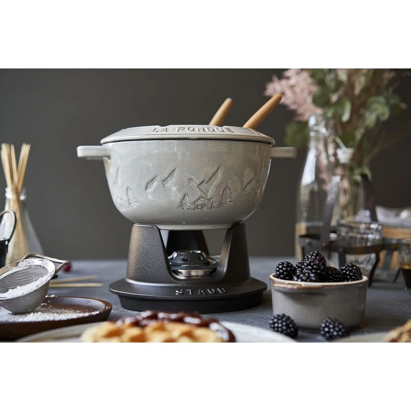 Service a fondue en fonte 20 cm truffe blanche - staub