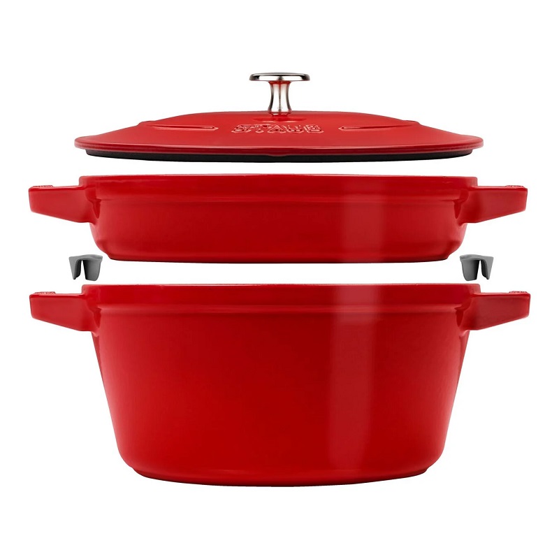 Cocotte empilable ensemble de casseroles 2-pcs, fonte rouge - staub