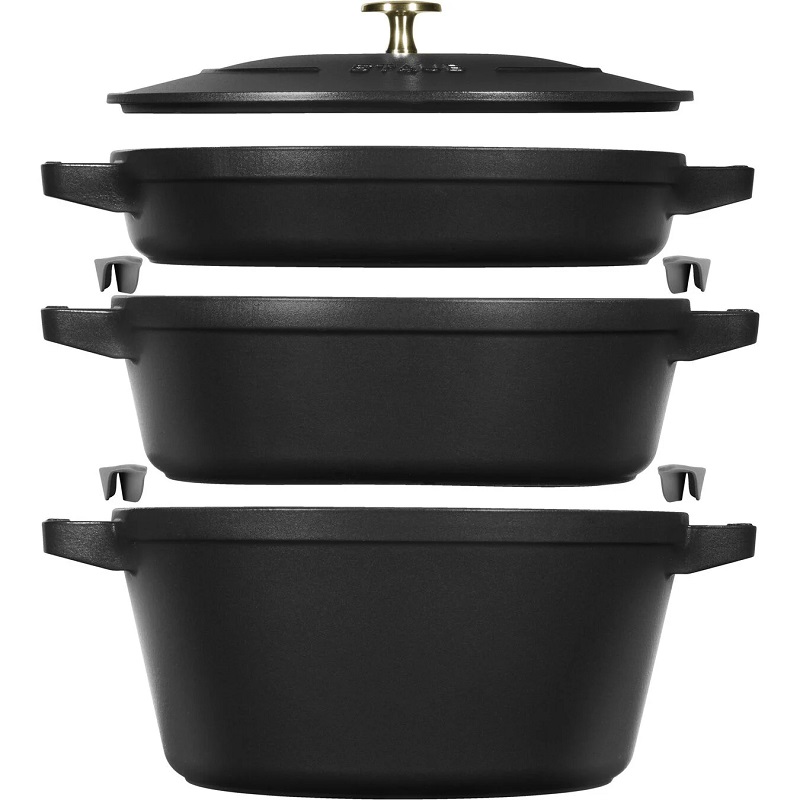 Cocotte ensemble de casseroles 3-pcs, fonte noire - staub