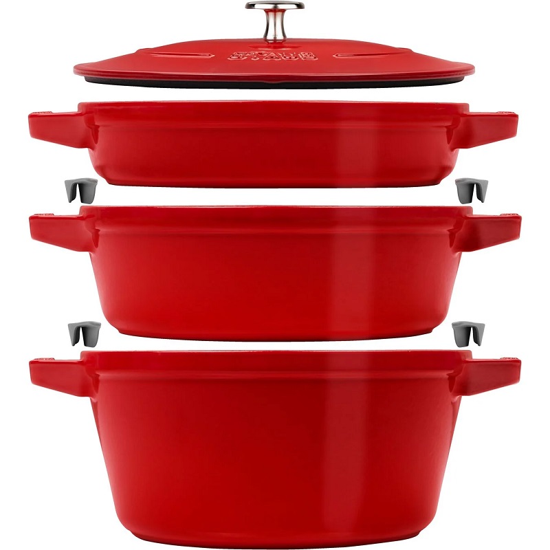 Cocotte ensemble de casseroles 3-pcs, fonte rouge - staub