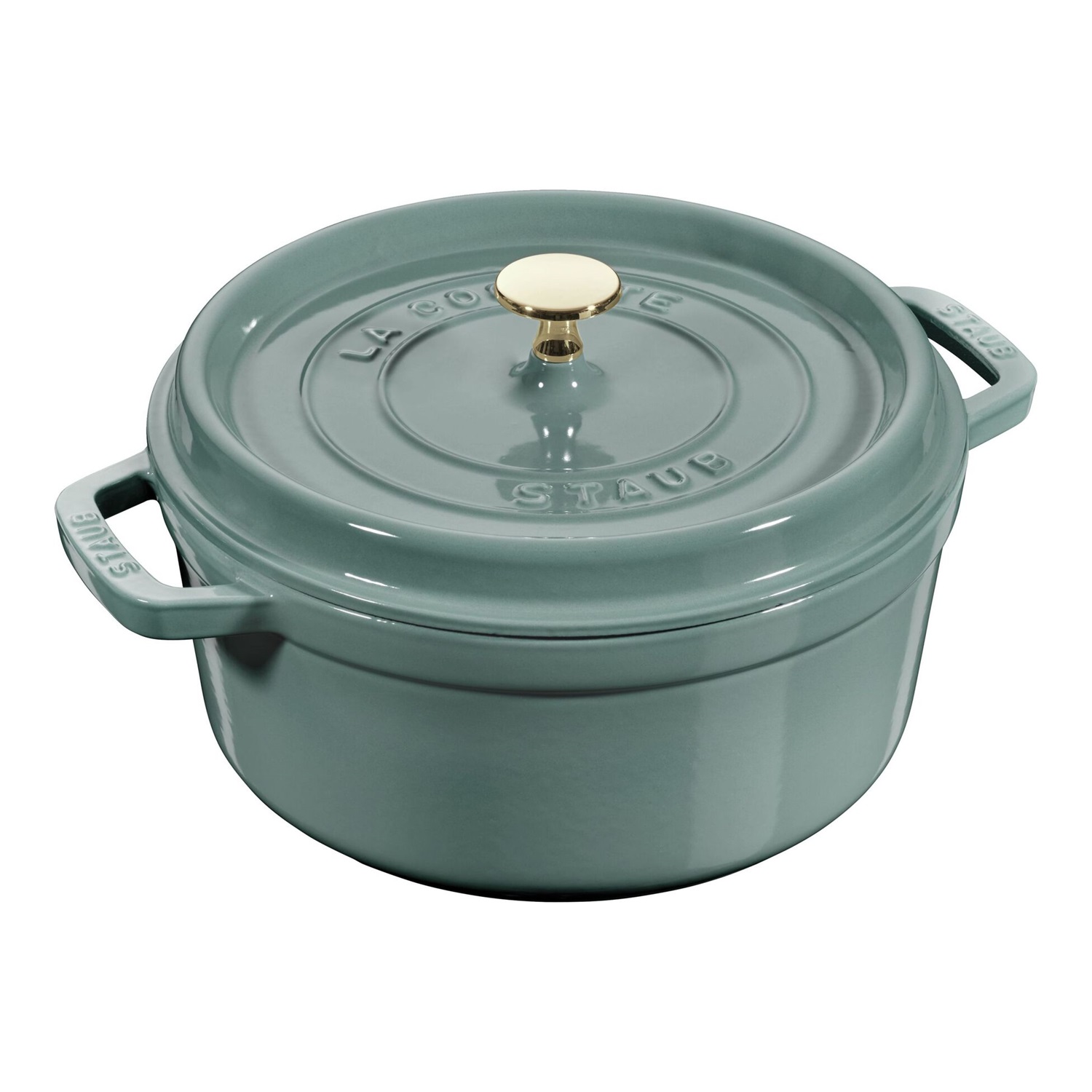 Cocotte en fonte ronde avec couvercle à picots 26 cm eucalyptus - staub