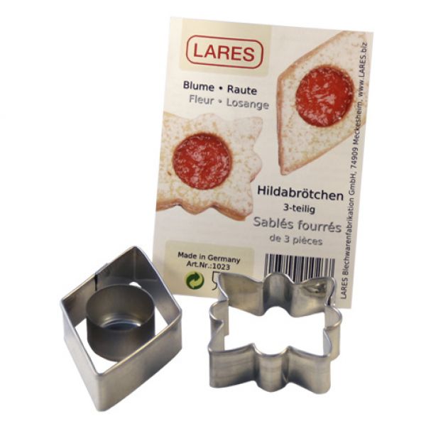 Set de 3 emportes pieces pour linzer a la confiture losange et fleur - lares