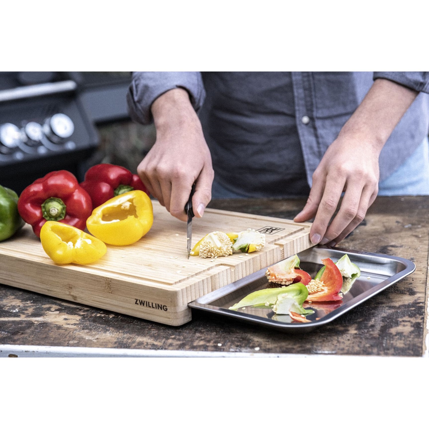 Planche à découper avec plateau 39 cm x 30 cm, bambou - zwilling