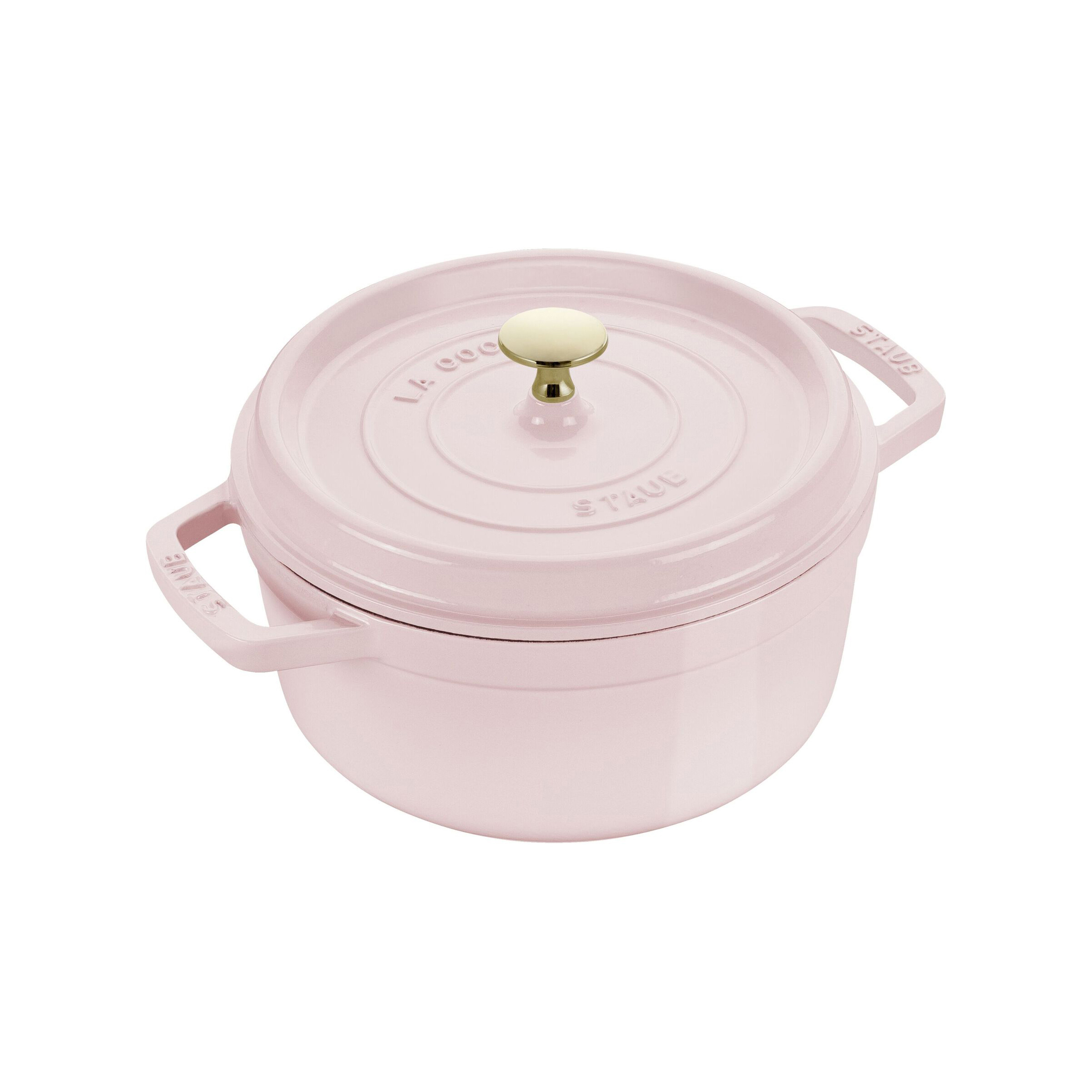 Cocotte en fonte ronde avec couvercle à picots 24 cm sorbet rose - staub