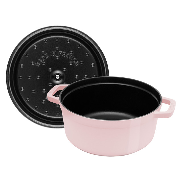 Cocotte en fonte ronde avec couvercle à picots 24 cm sorbet rose - staub