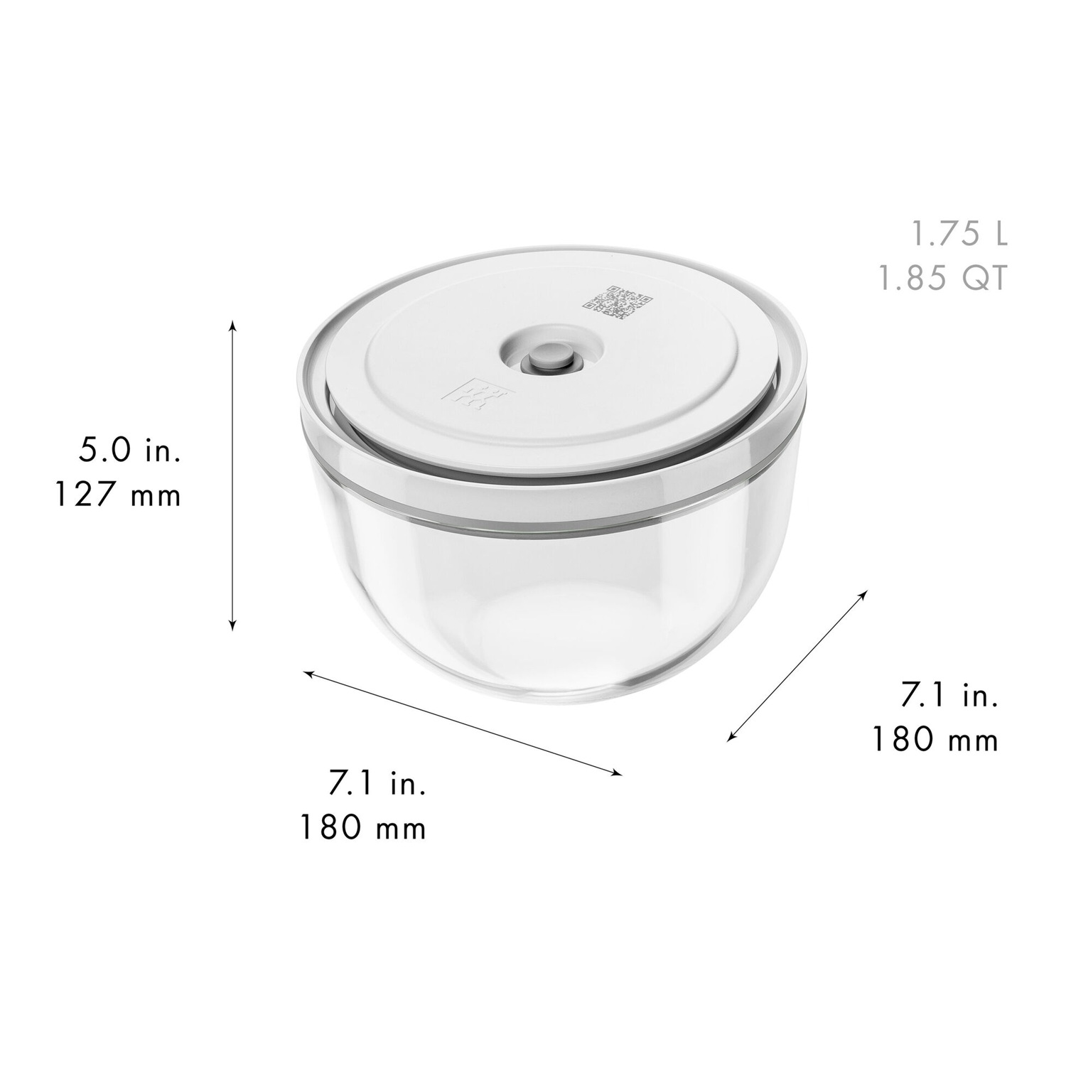 Saladier sous vide fresh and save taille m - 18 cm, verre, transparent - zwilling