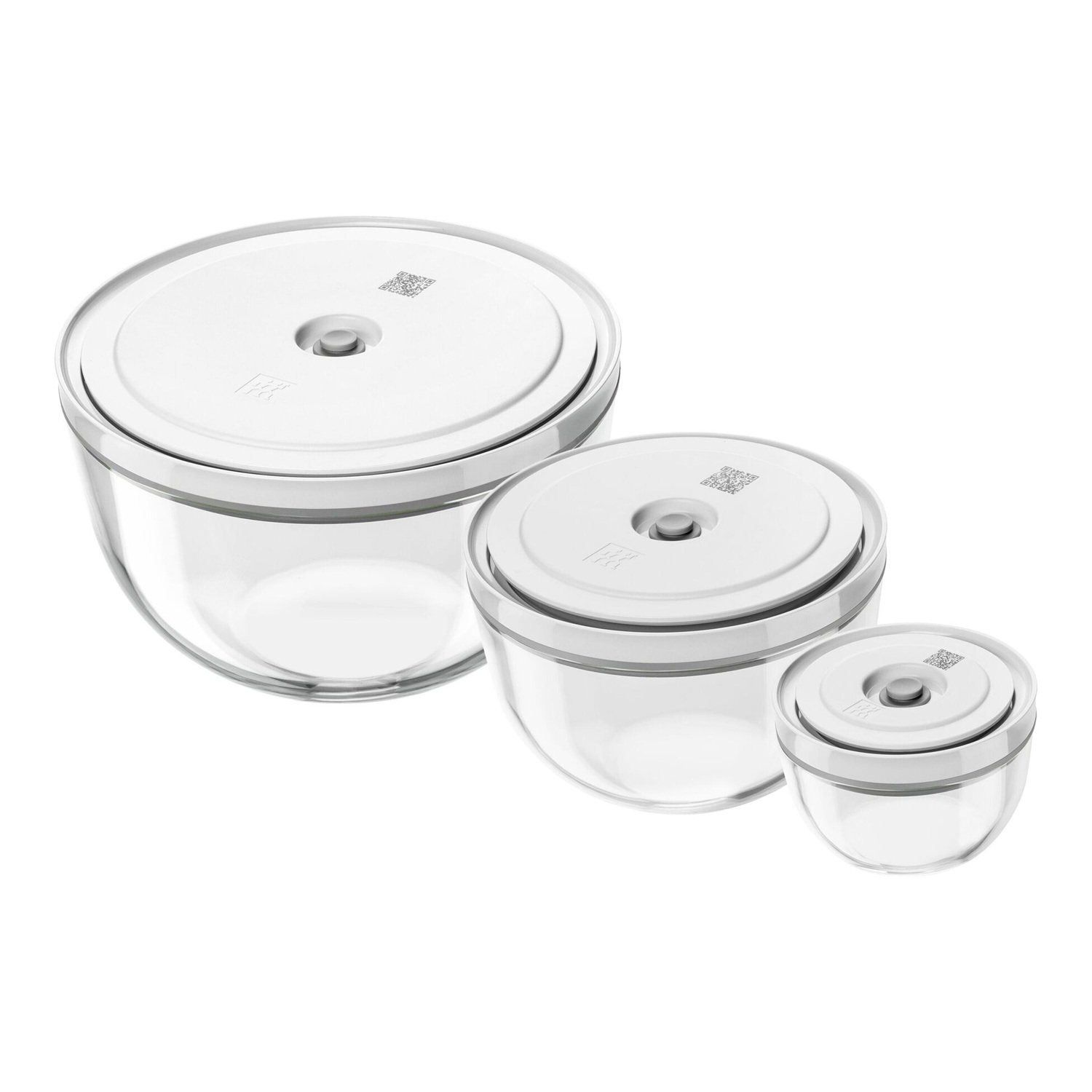 Lot de 3 saladiers sous vide fresh and save - 12-18-24 cm, verre, transparent - zwilling