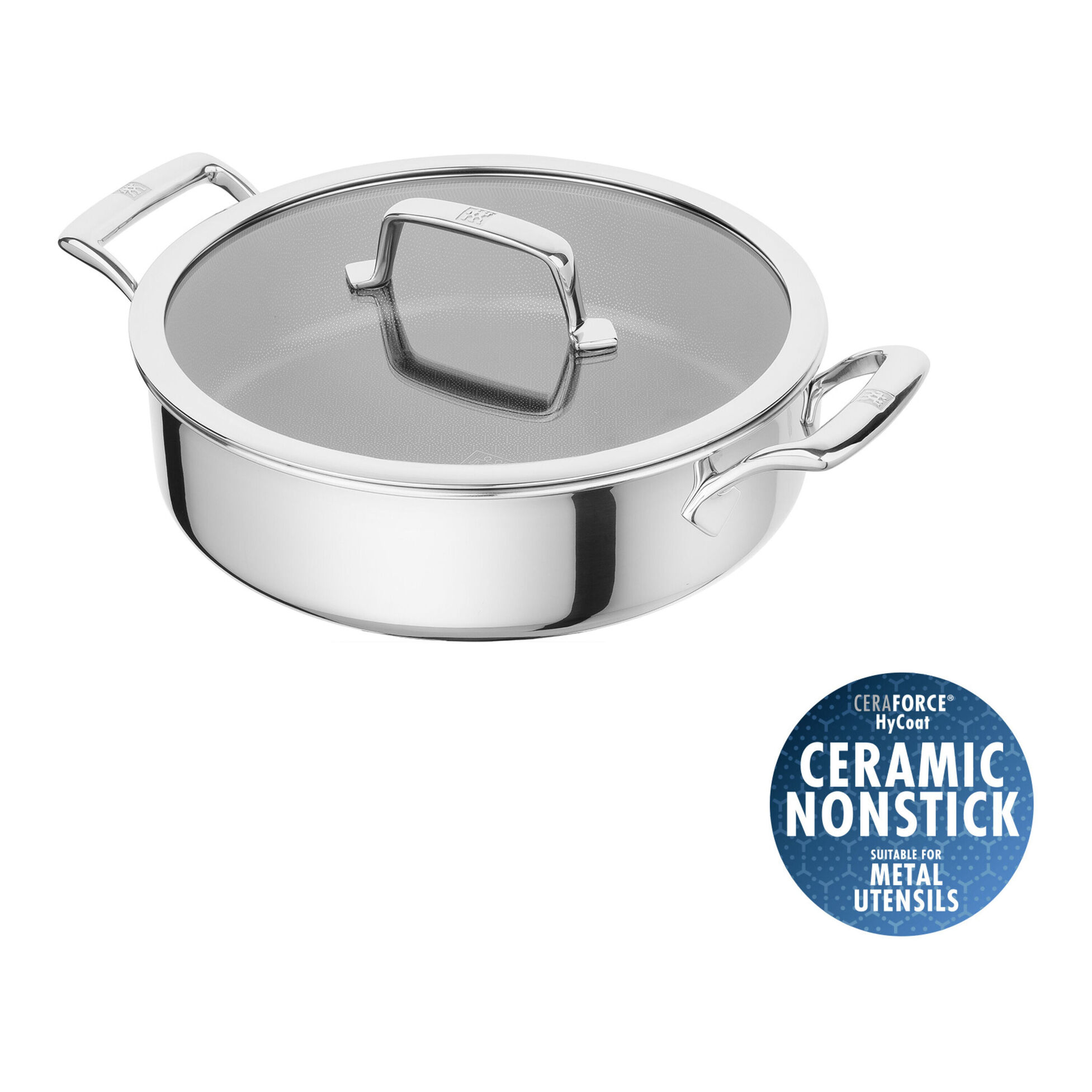 Sauteuse peak 26 cm, inox 18/10, anti-adhérent céramique, couvercle en verre inclus - zwilling