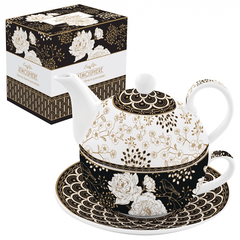 Coffret egoiste en porcelaine 350ml + 350ml art deco flowers - easylife