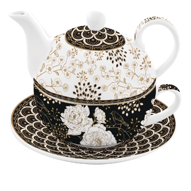 Coffret egoiste en porcelaine 350ml + 350ml art deco flowers - easylife