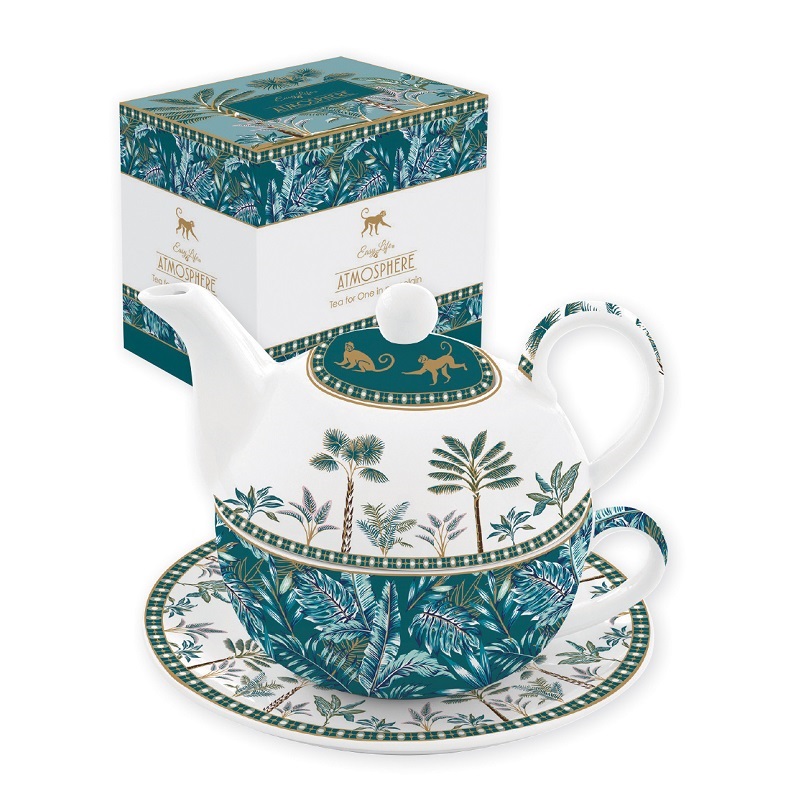 Coffret egoiste en porcelaine 350ml + 350ml atmosphere jungle - easylife