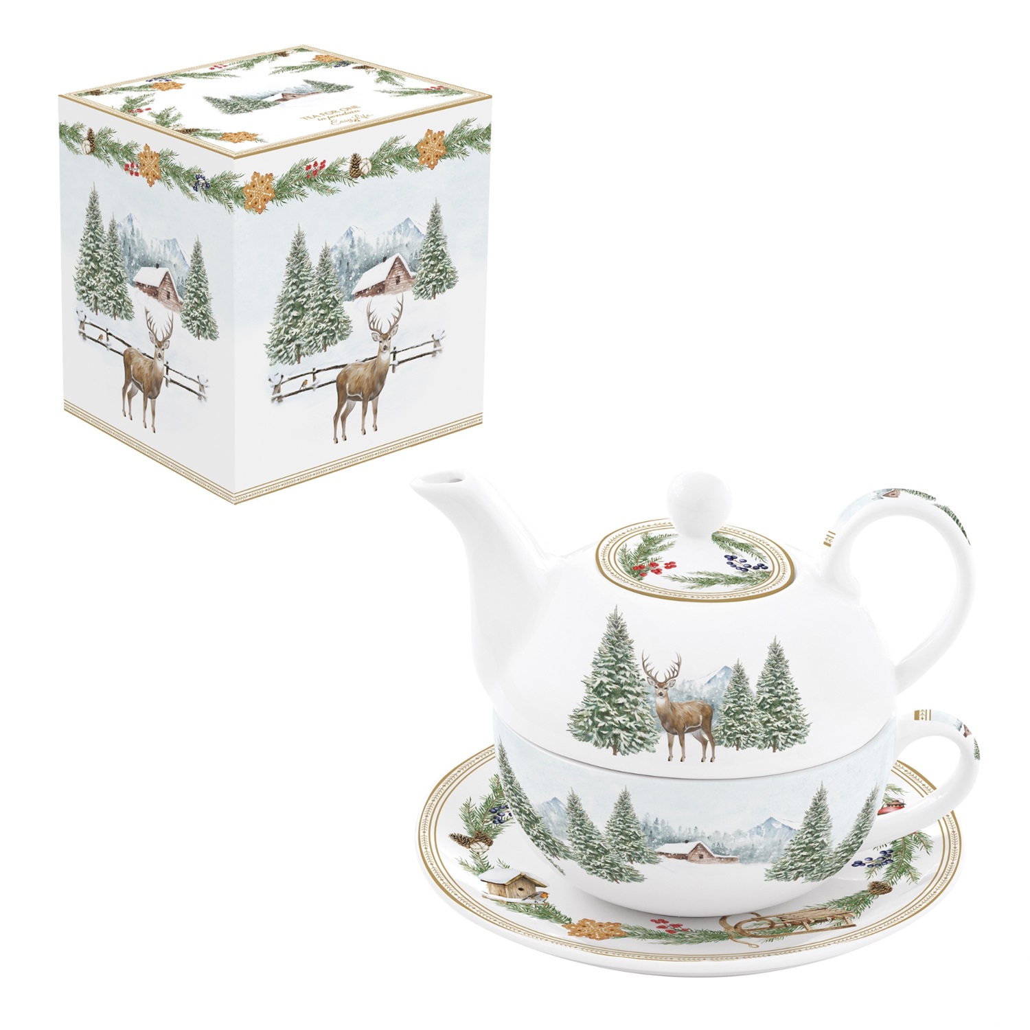White forest - coffret égoiste en porcelaine 350ml + 350ml - easylife