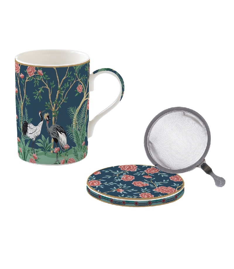 Coffret tisaniere en porcelaine filtre inox mandalay - easylife