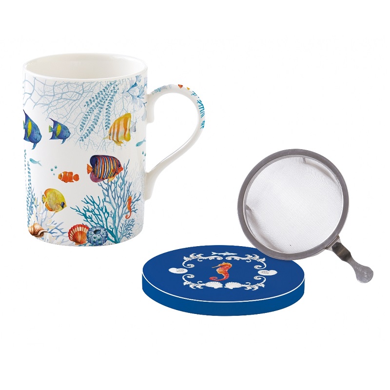 Coffret tisaniere en porcelaine filtre inox aquarium - easylife