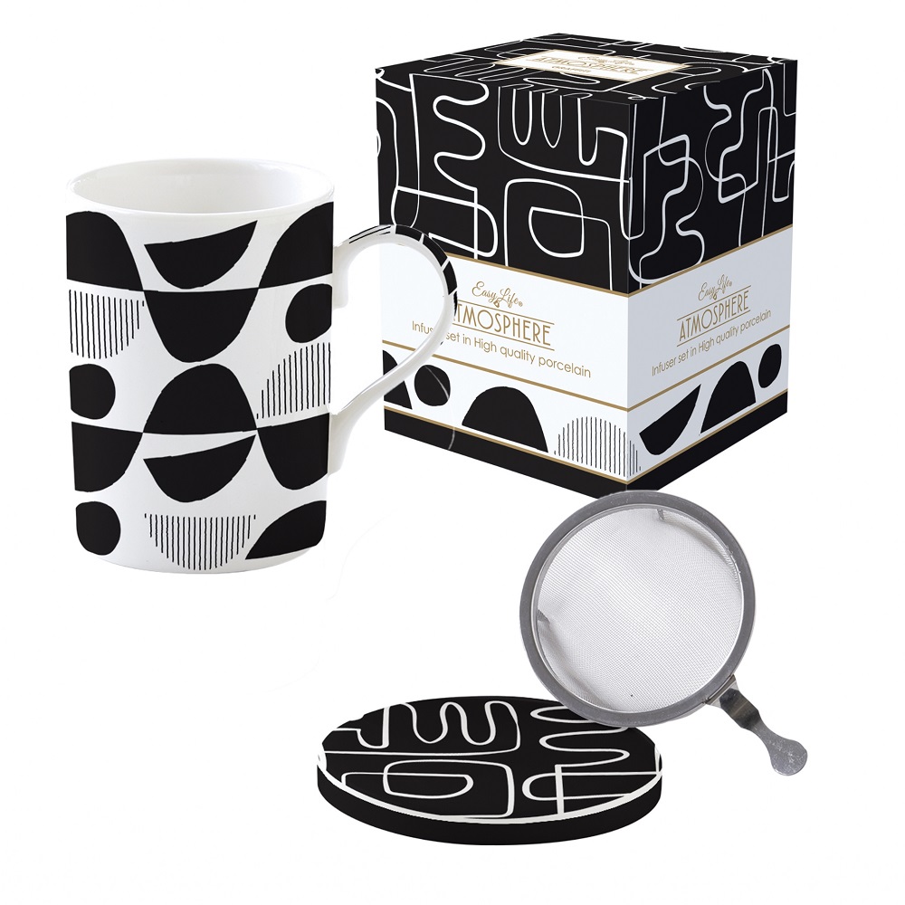 Coffret tisaniere en porcelaine filtre inox graffiti - easylife