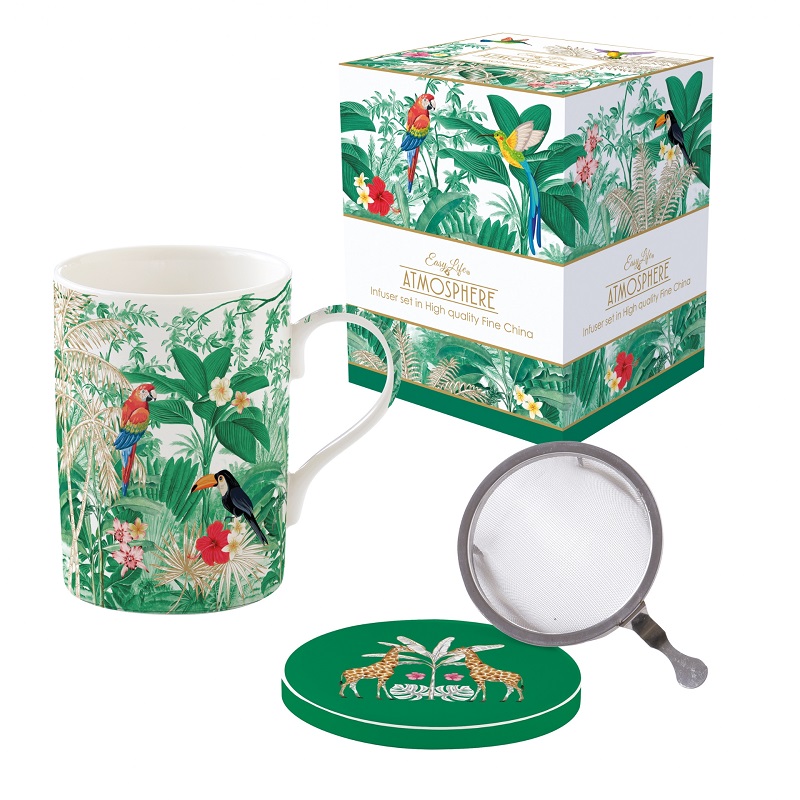 Coffret tisaniere en porcelaine filtre inox exotic heaven - easylife