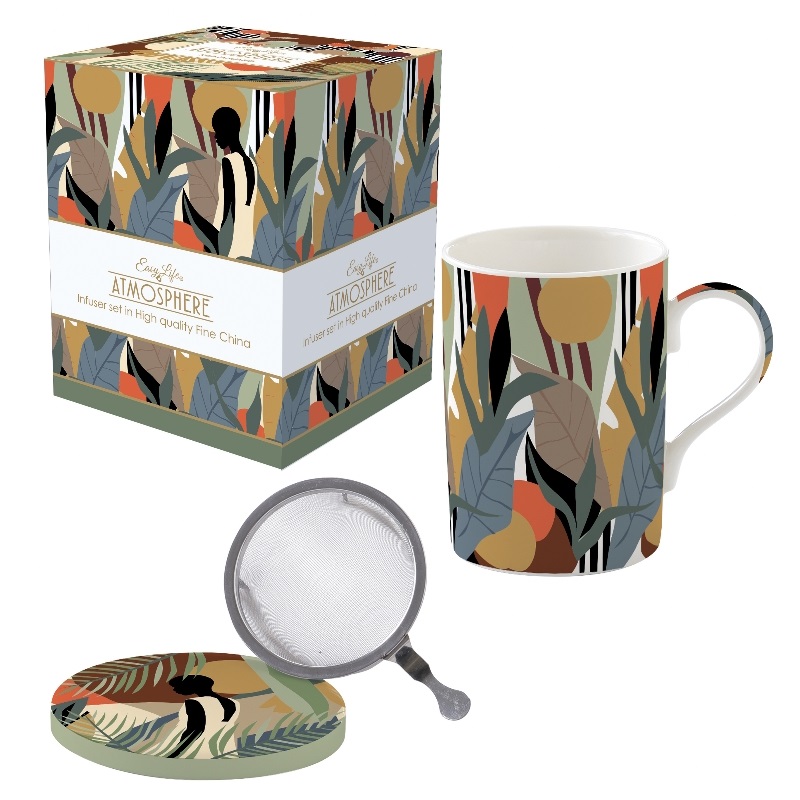 Coffret tisaniere en porcelaine filtre inox kilimanjaro - easylife