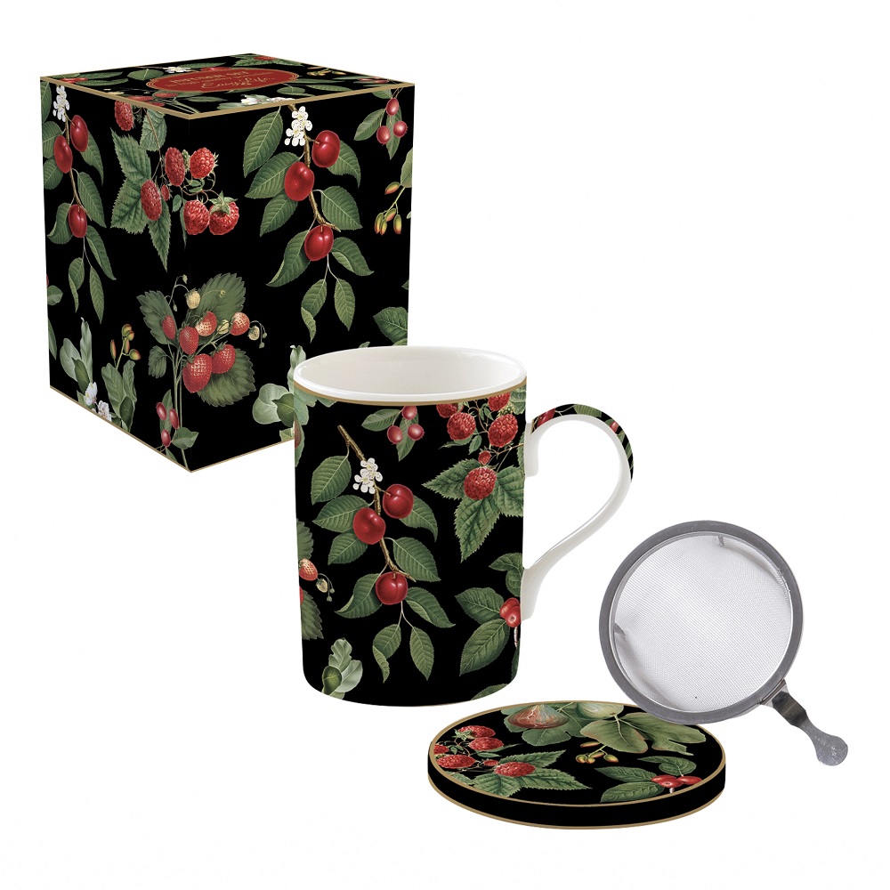 Coffret tisaniere en porcelaine filtre inox orchard - easylife