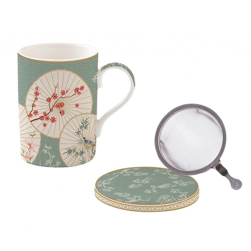 Coffret tisaniere en porcelaine filtre inox oriental dreams - easylife