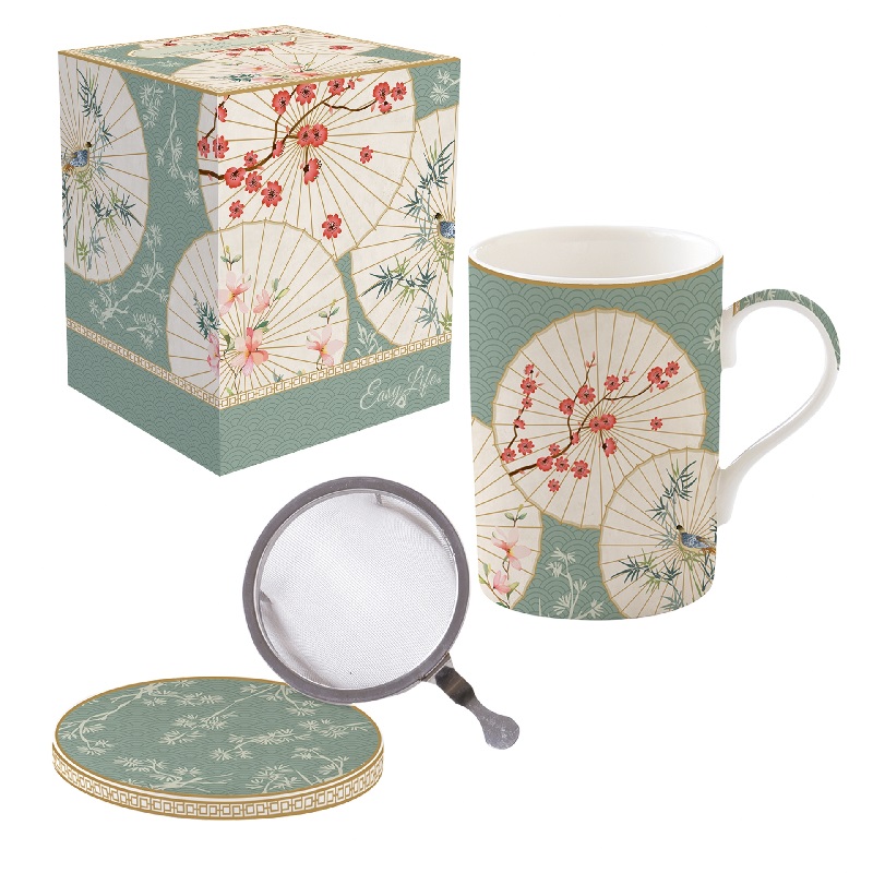Coffret tisaniere en porcelaine filtre inox oriental dreams - easylife