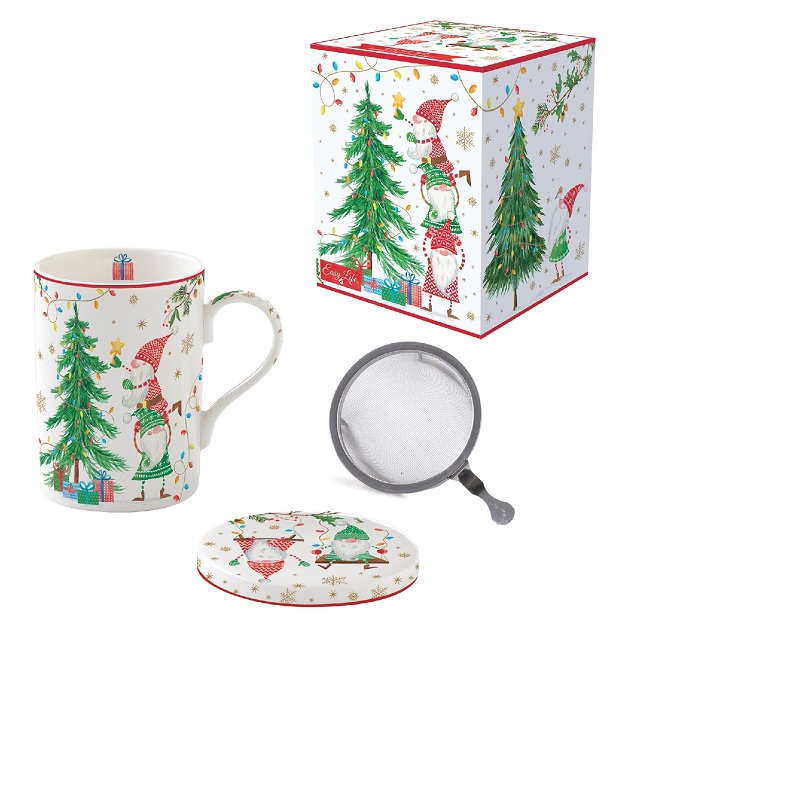Coffret tisaniere en porcelaine filtre inox ready for christmas - easylife