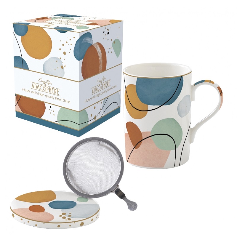 Coffret tisaniere en porcelaine filtre inox shapes - easylife