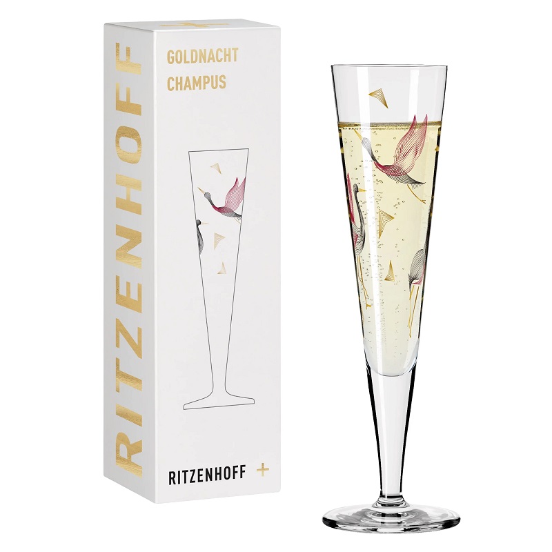 Verre à champagne gold night grues christine kordès 2021 - ritzenhoff