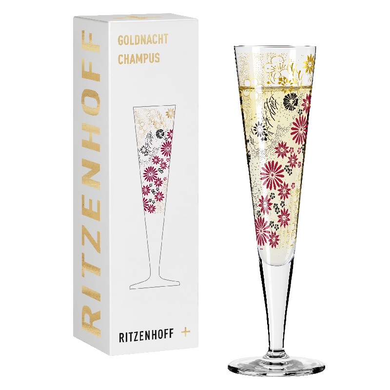 Verre à champagne gold night fleurs de cerisier catherine stockebrand 2022 - ritzenhoff