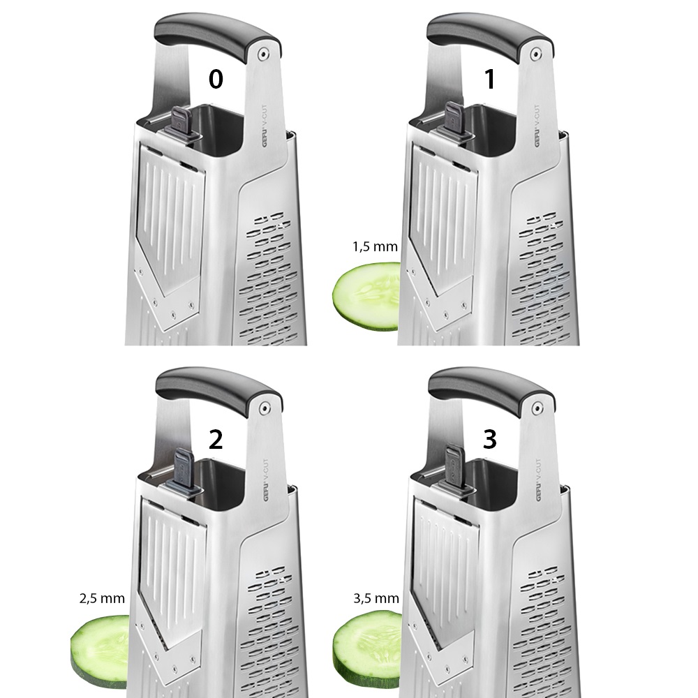 Râpe carrée v-cut avec trancheuse réglable - gefu