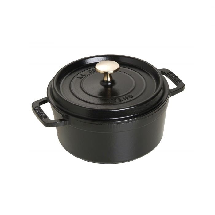 Cocotte en fonte avec picots ronde 18 cm noir - staub