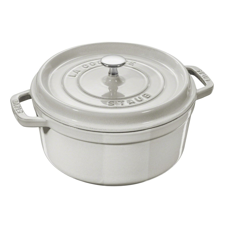 Cocotte en fonte avec picots ronde 20 cm truffe blanche - staub